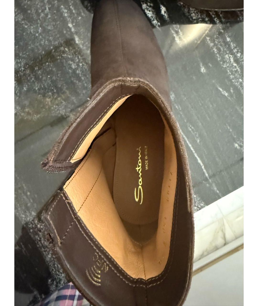 SANTONI Коричневые замшевые ботильоны, фото 6