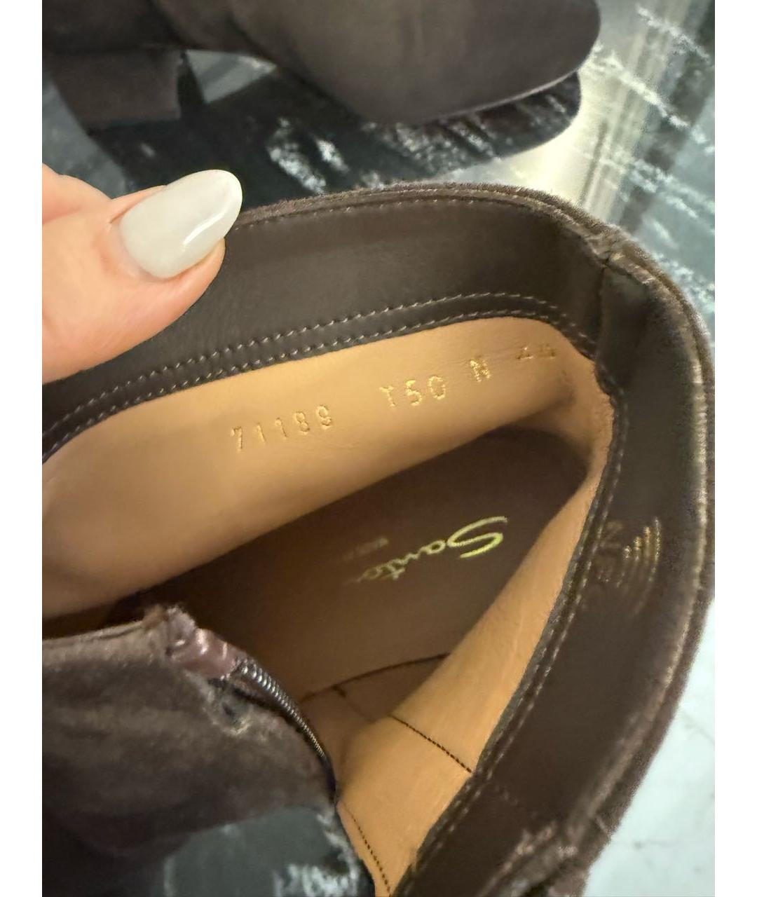 SANTONI Коричневые замшевые ботильоны, фото 5