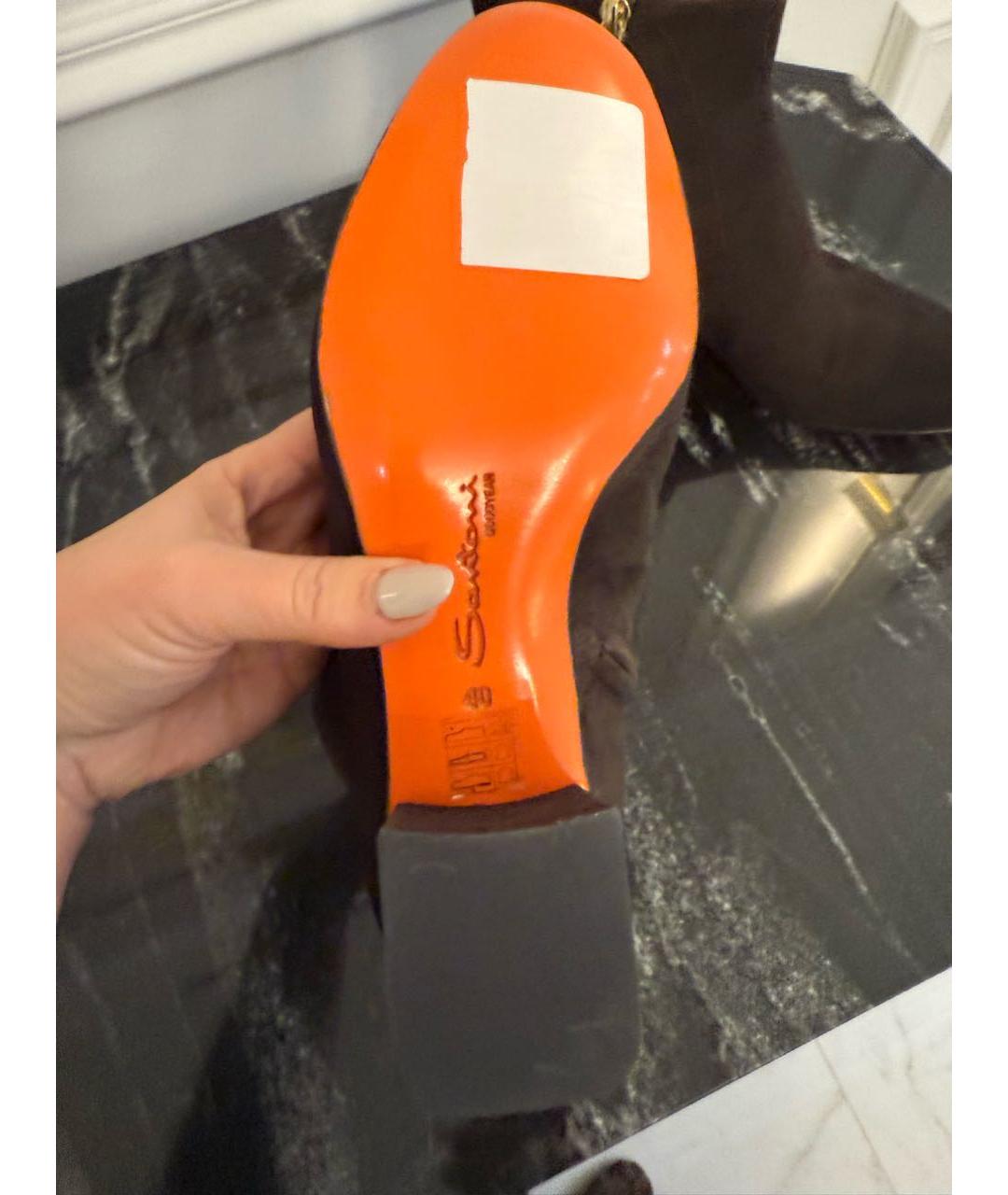 SANTONI Коричневые замшевые ботильоны, фото 4