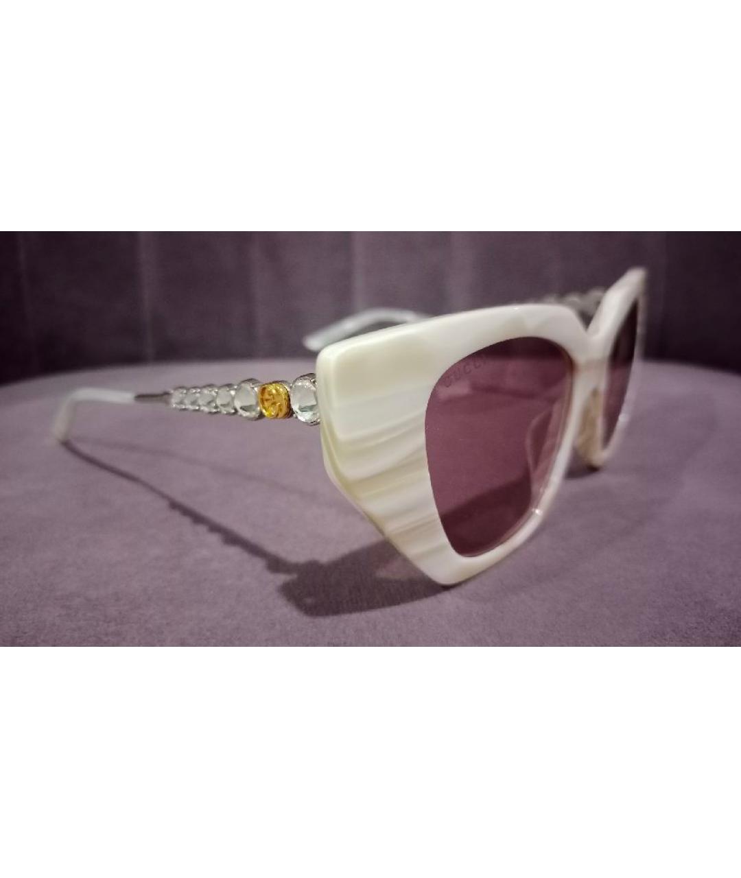 GUCCI Бежевые пластиковые солнцезащитные очки, фото 2