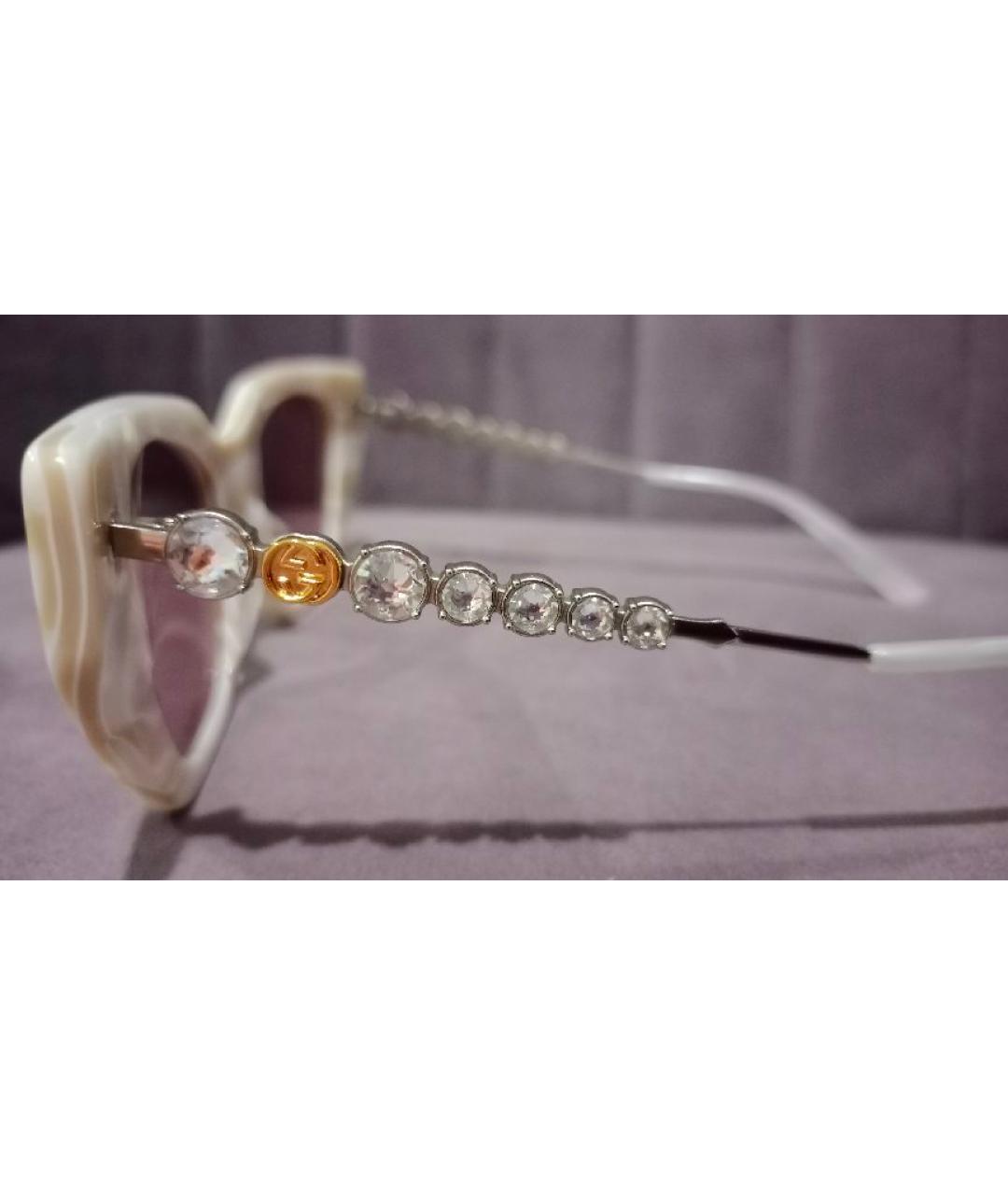 GUCCI Бежевые пластиковые солнцезащитные очки, фото 7