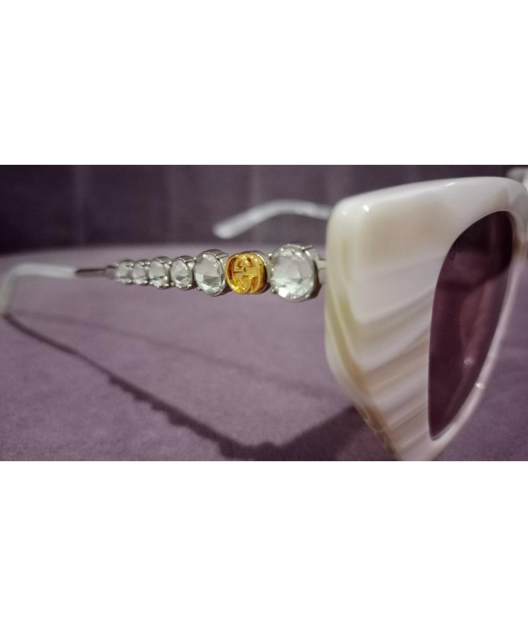 GUCCI Бежевые пластиковые солнцезащитные очки, фото 3