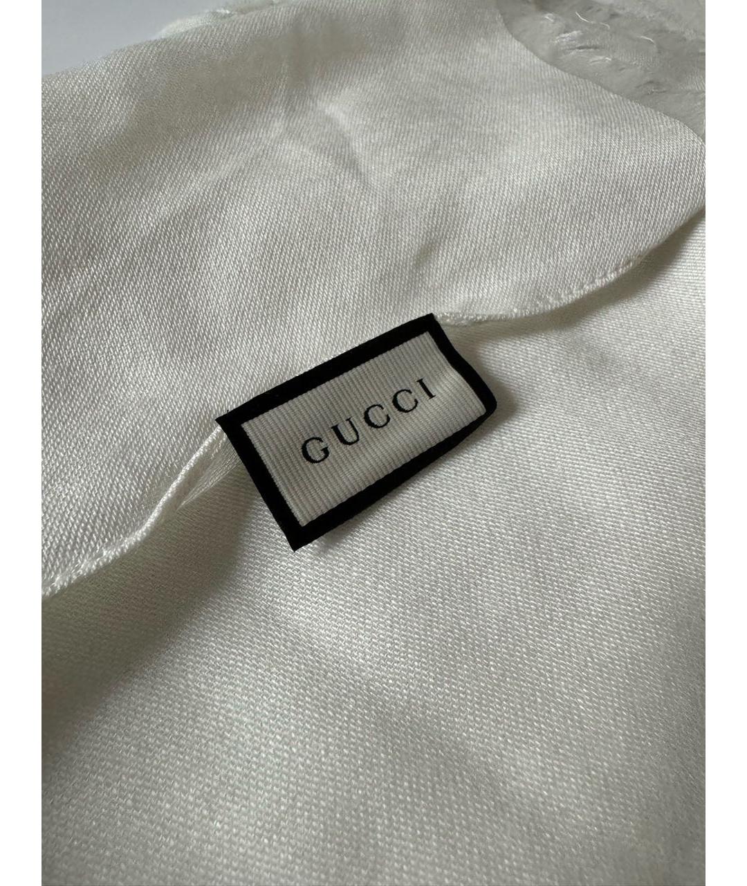 GUCCI Белый шерстяной шарф, фото 3