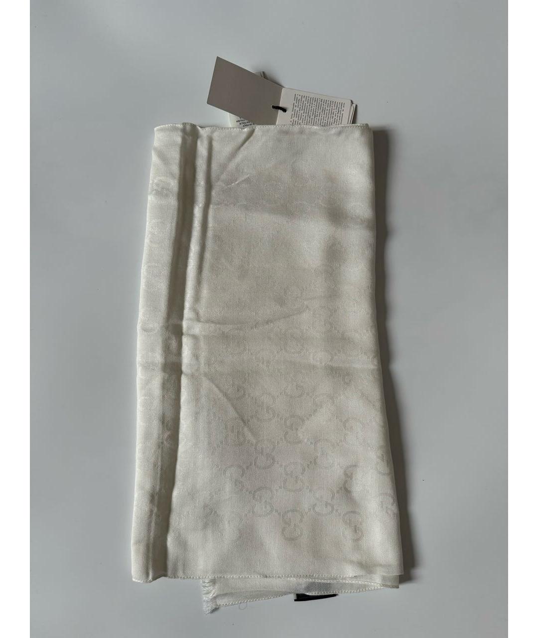 GUCCI Белый шерстяной шарф, фото 2