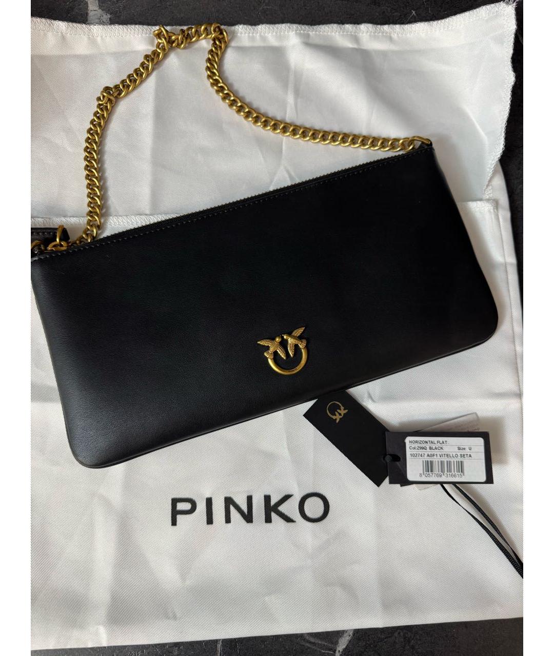 PINKO Черная кожаная сумка с короткими ручками, фото 8