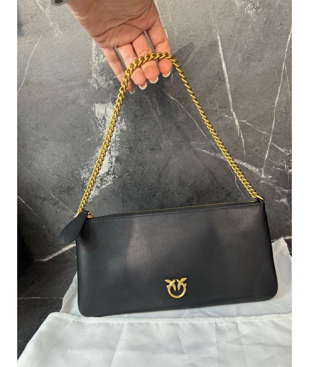 PINKO Черная кожаная сумка с короткими ручками, фото 9