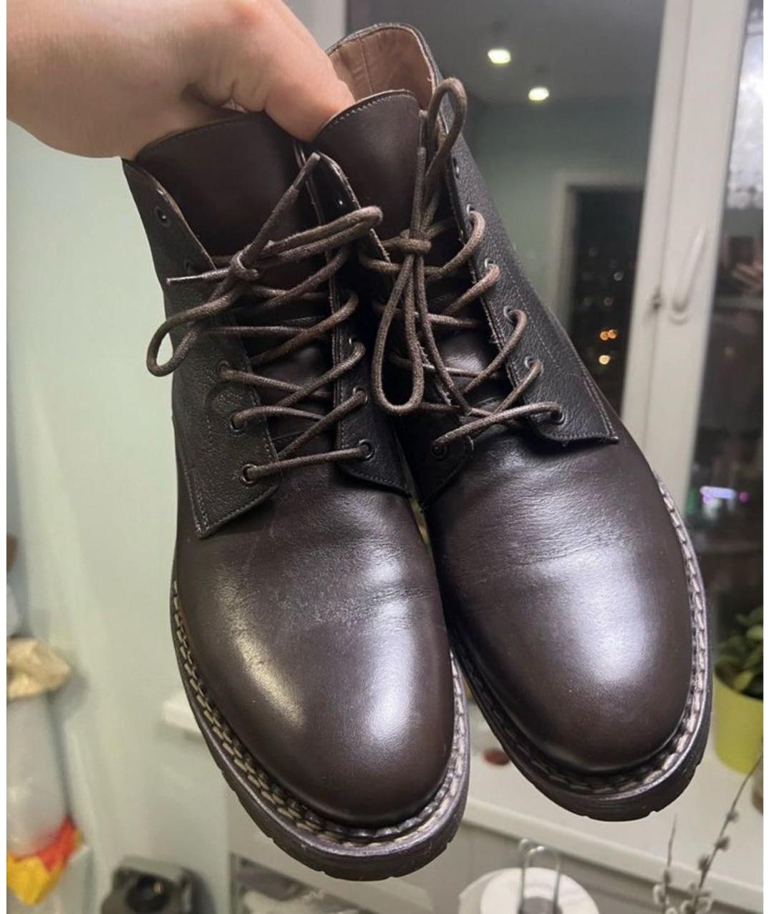 BRUNELLO CUCINELLI Коричневые кожаные высокие ботинки, фото 3