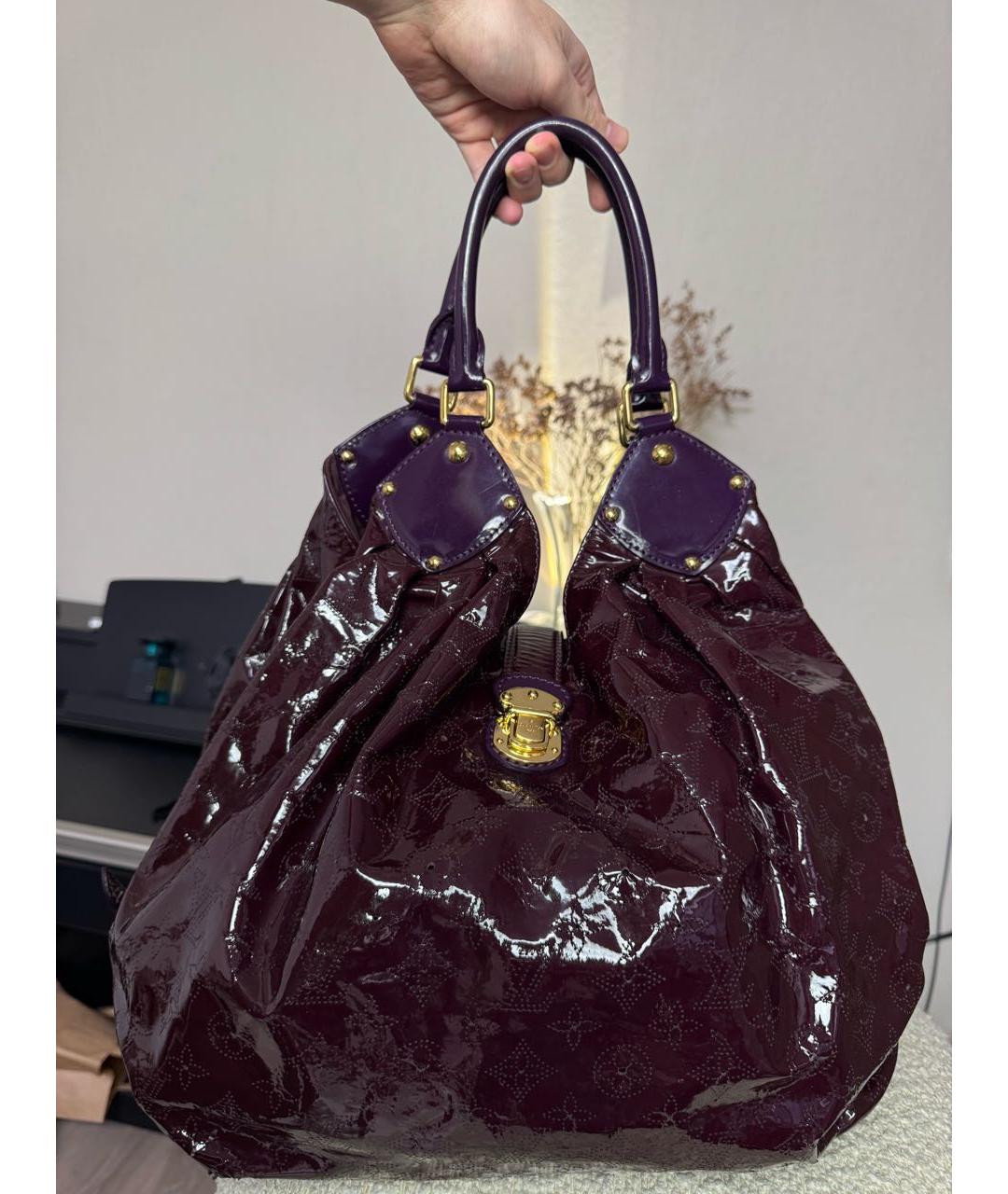 LOUIS VUITTON Бордовая сумка тоут из лакированной кожи, фото 9