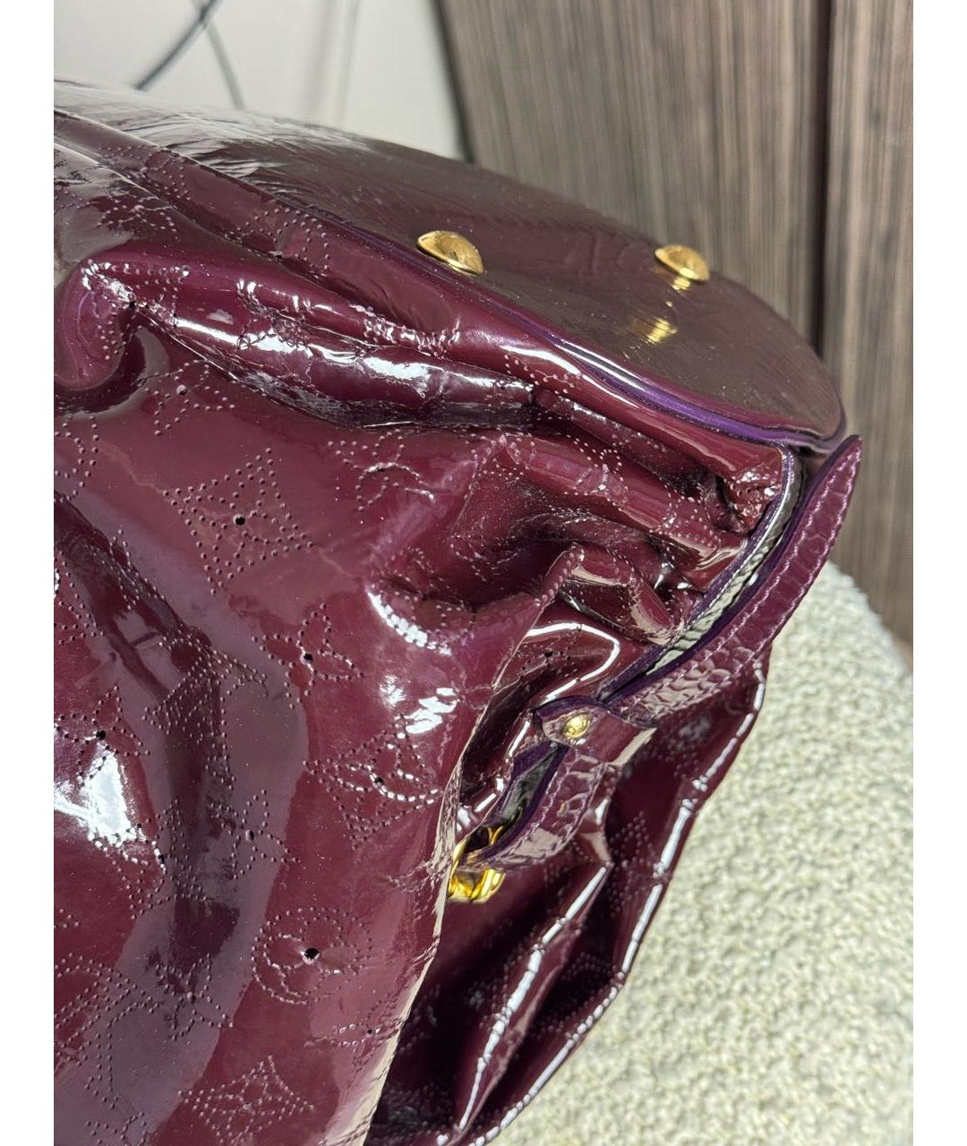 LOUIS VUITTON Бордовая сумка тоут из лакированной кожи, фото 4
