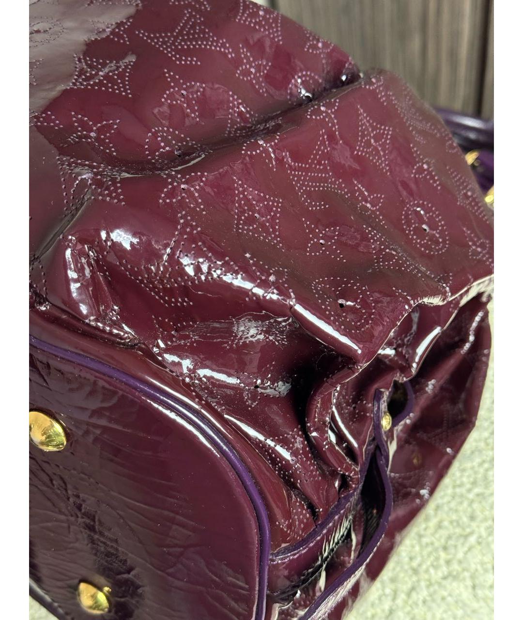LOUIS VUITTON Бордовая сумка тоут из лакированной кожи, фото 3
