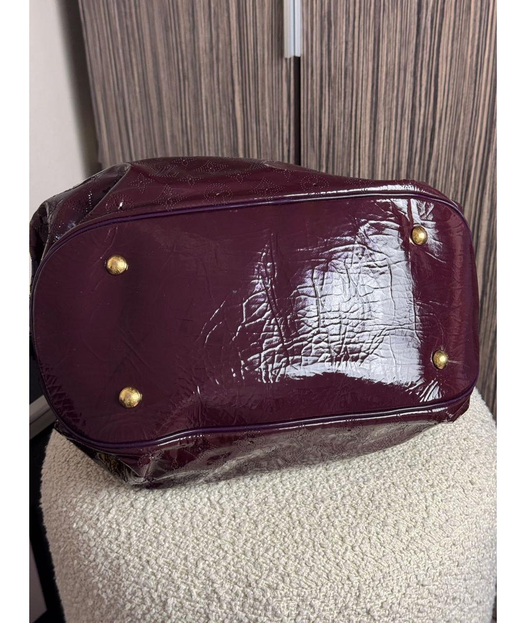 LOUIS VUITTON Бордовая сумка тоут из лакированной кожи, фото 6