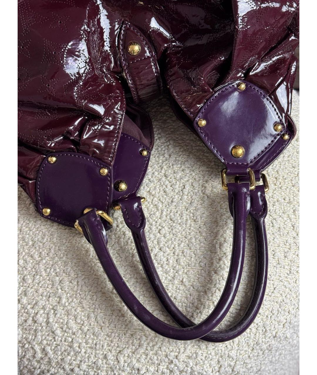 LOUIS VUITTON Бордовая сумка тоут из лакированной кожи, фото 7