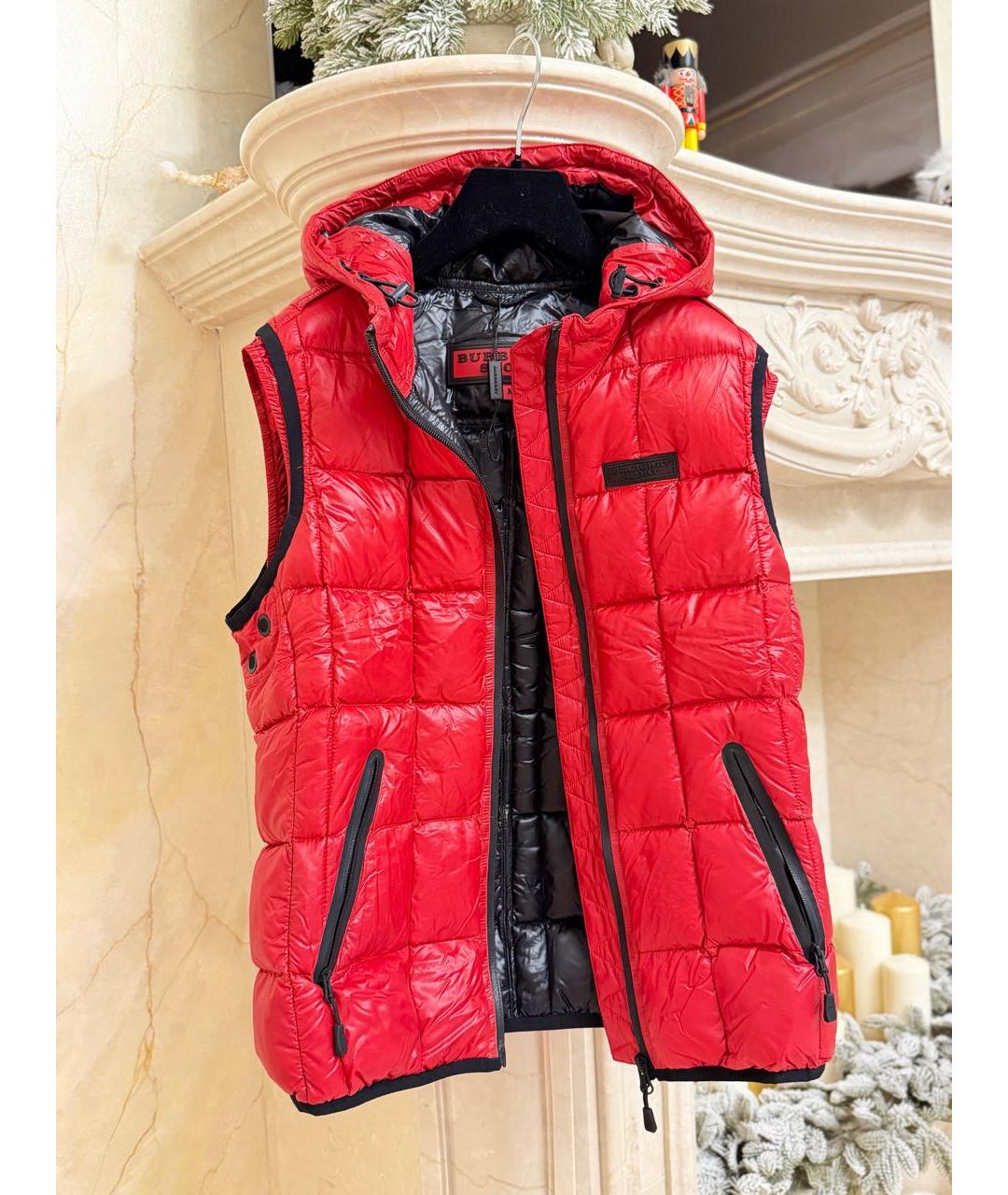 BURBERRY Красный полиамидовый жилет, фото 3
