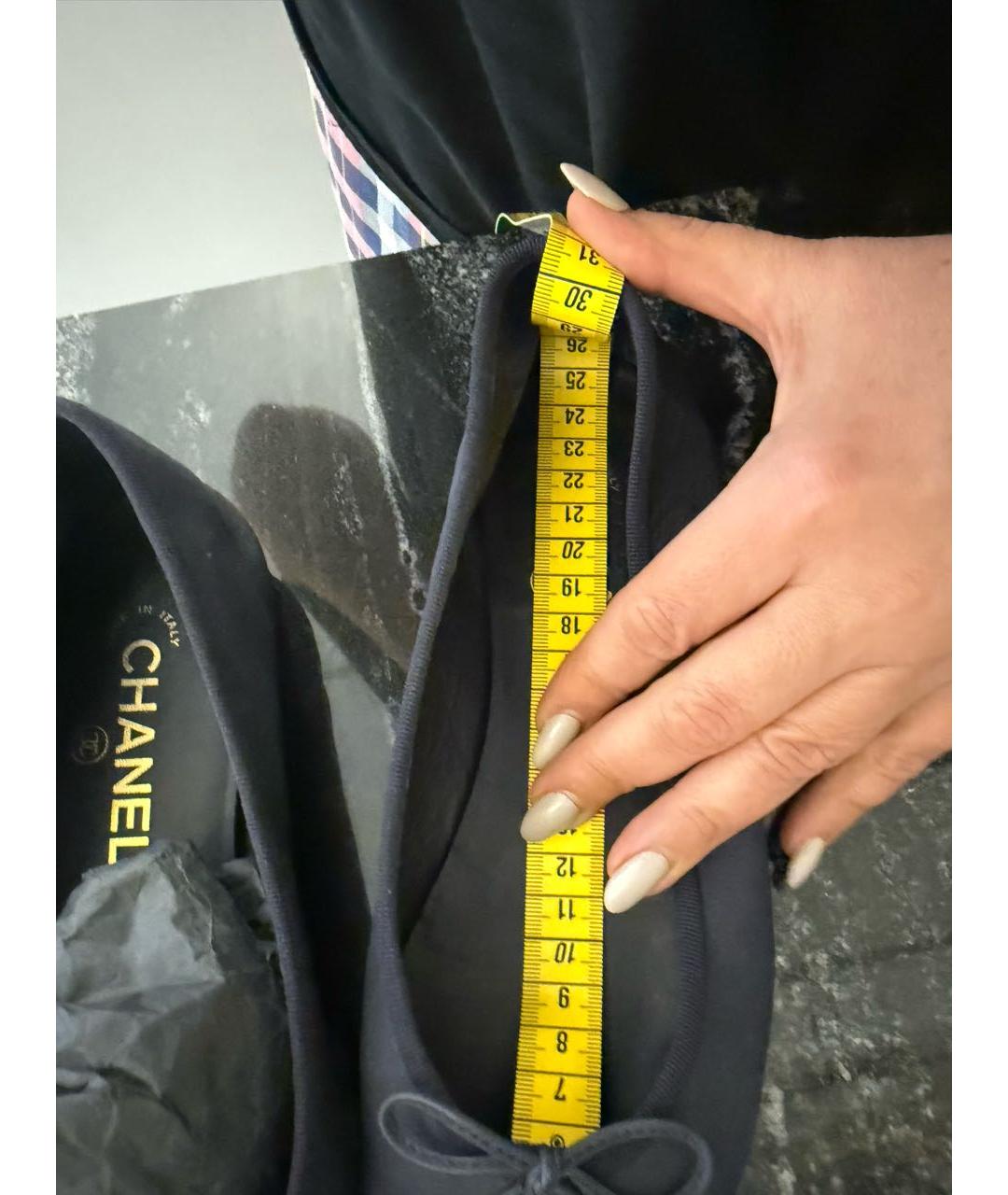 CHANEL Темно-синие кожаные балетки, фото 5