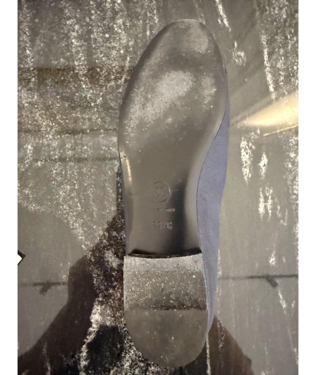 CHANEL Темно-синие кожаные балетки, фото 4