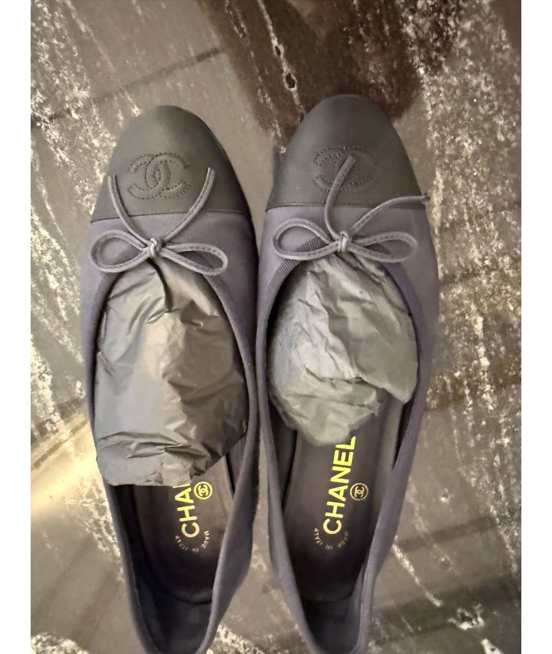 CHANEL Темно-синие кожаные балетки, фото 6