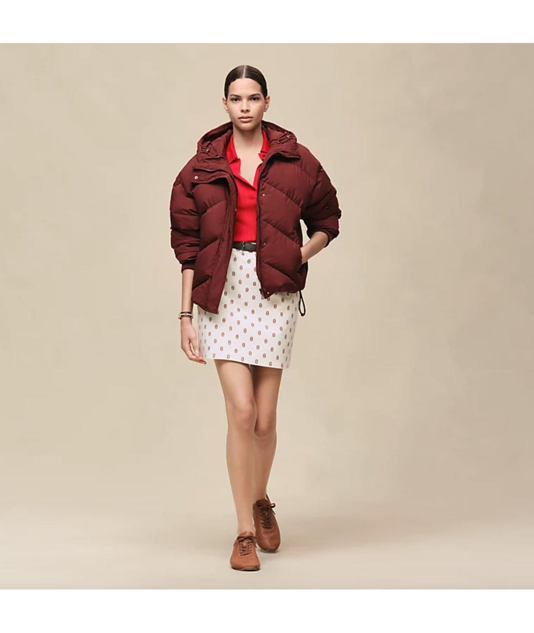 HERMES Бордовый полиэстеровый пуховик, фото 4