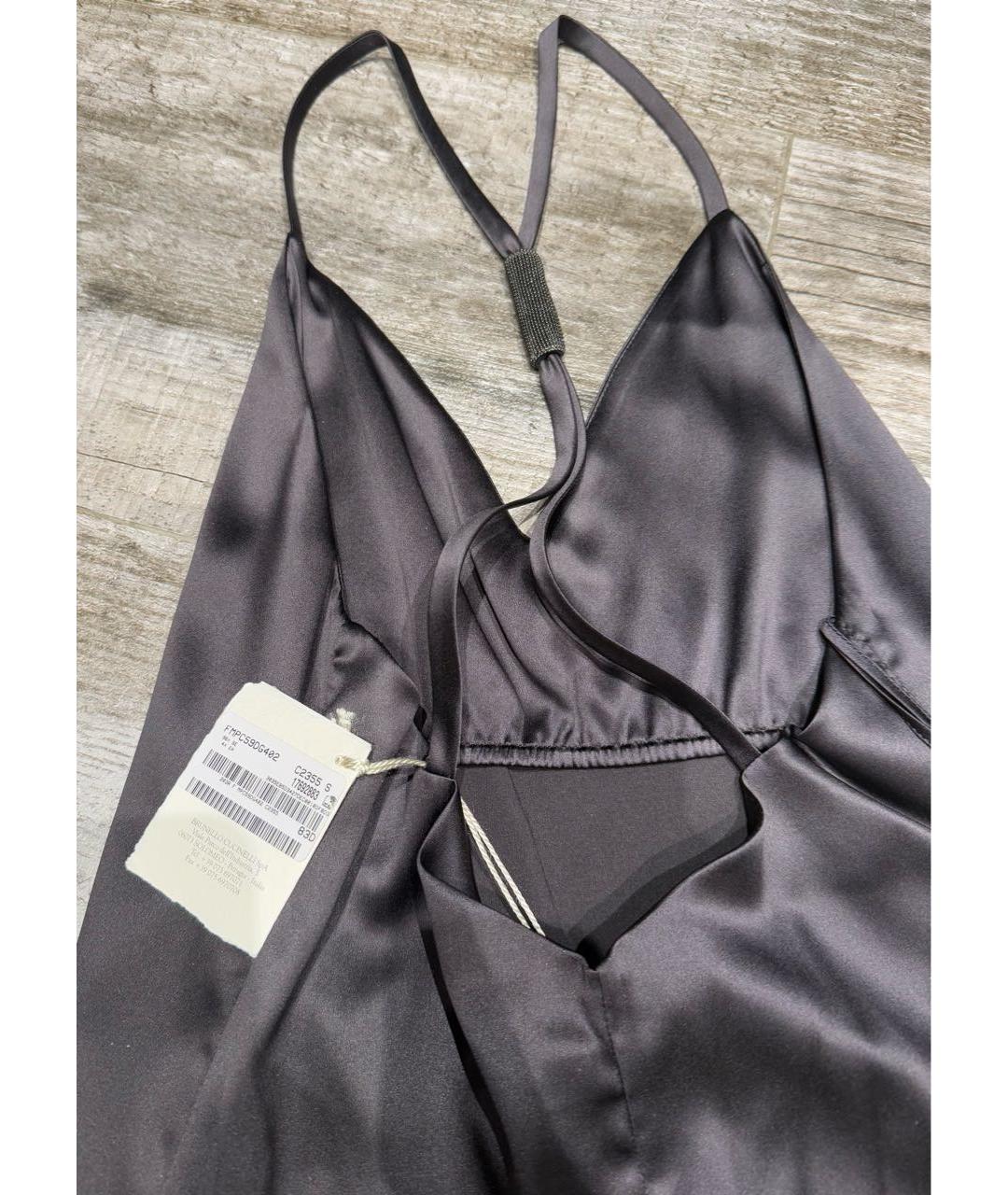 BRUNELLO CUCINELLI Антрацитовая шелковая майка, фото 2