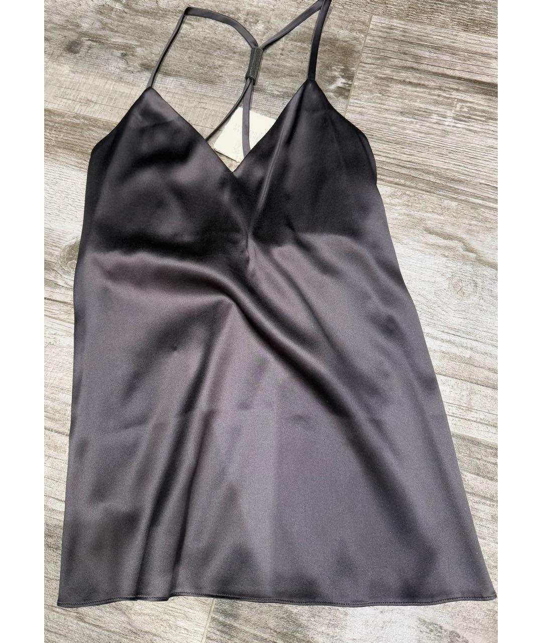 BRUNELLO CUCINELLI Антрацитовая шелковая майка, фото 7