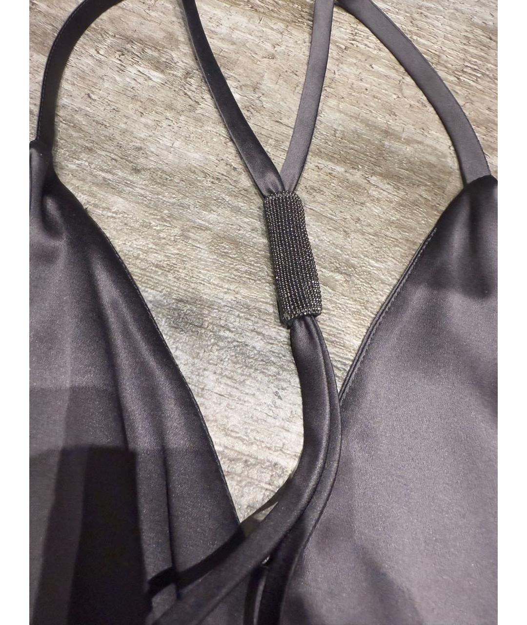 BRUNELLO CUCINELLI Антрацитовая шелковая майка, фото 3