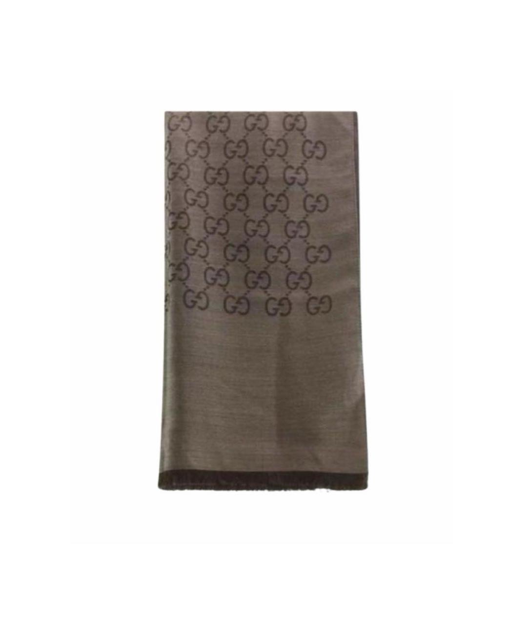 GUCCI Коричневый шерстяной платок, фото 1