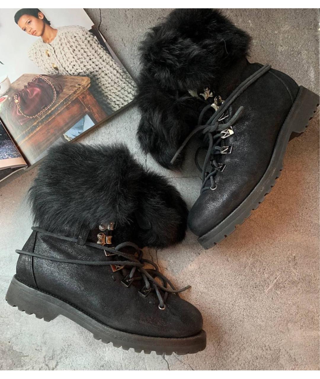 ERMANNO SCERVINO Черные кожаные ботинки, фото 8