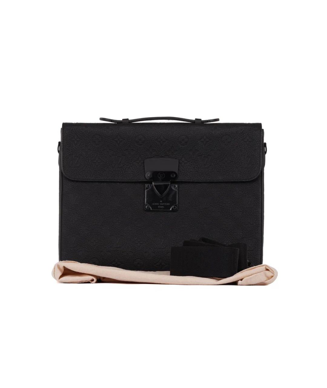 LOUIS VUITTON Черный кожаный портфель, фото 2