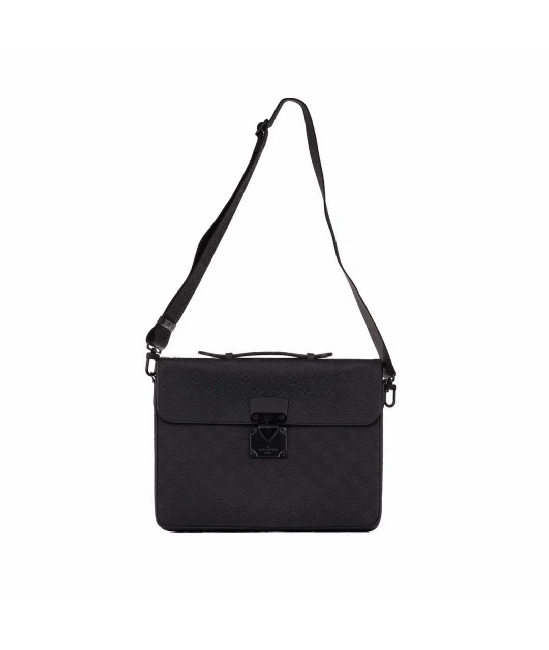 LOUIS VUITTON Черный кожаный портфель, фото 3