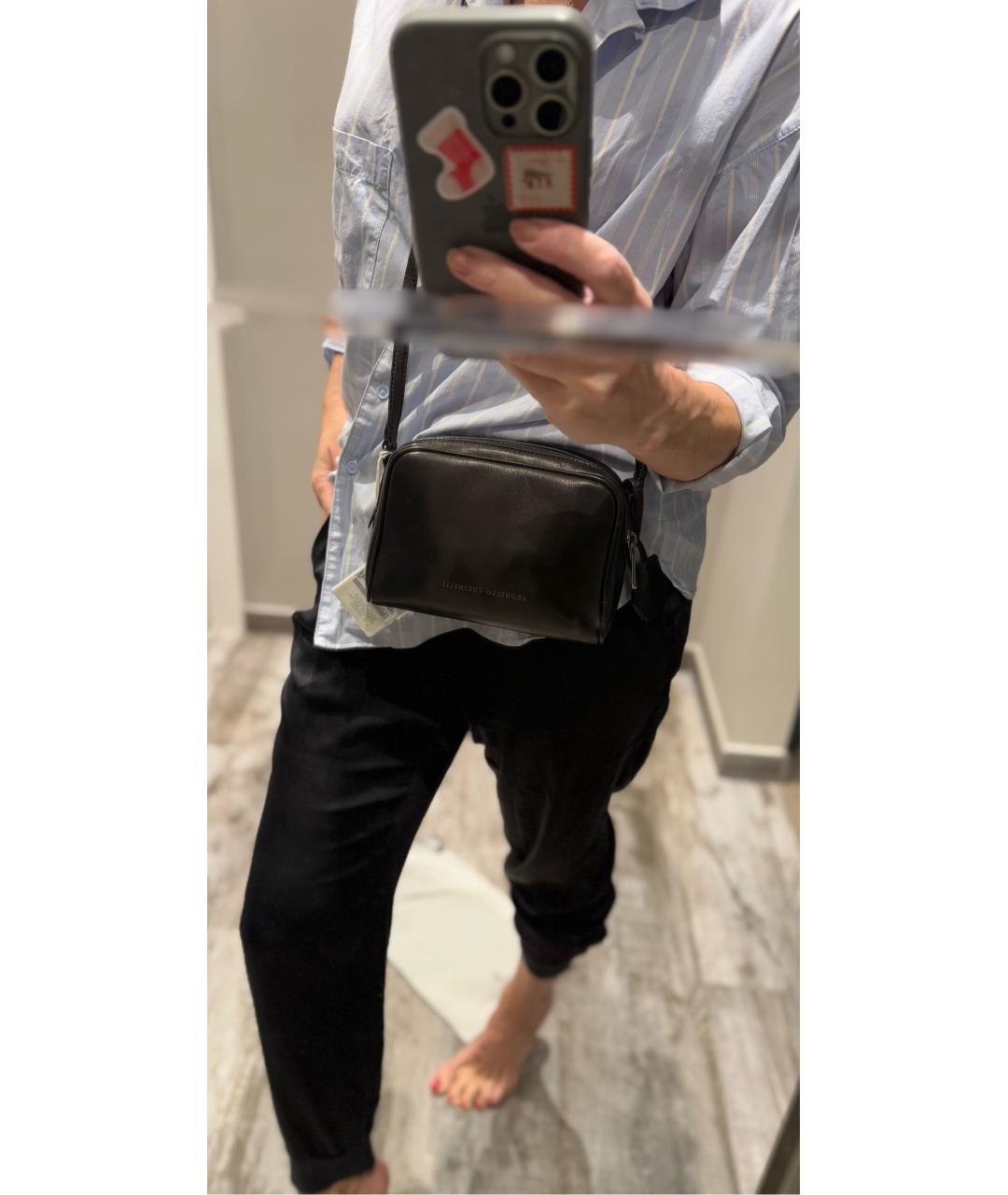 BRUNELLO CUCINELLI Черная кожаная сумка через плечо, фото 3