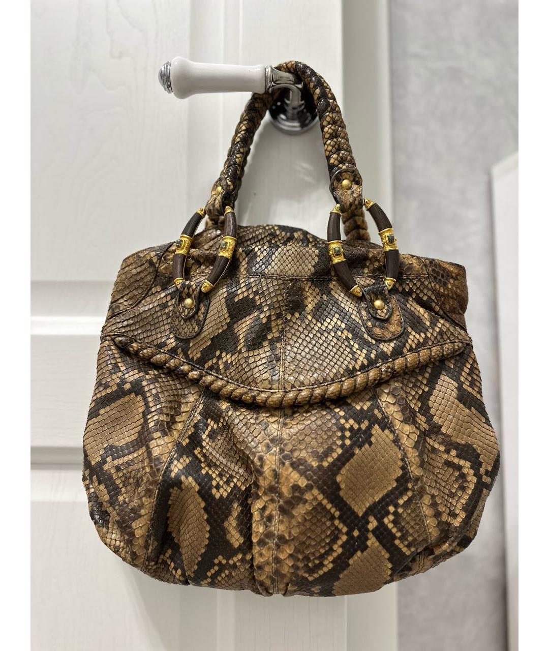 VALENTINO Бежевая сумка тоут из экзотической кожи, фото 5