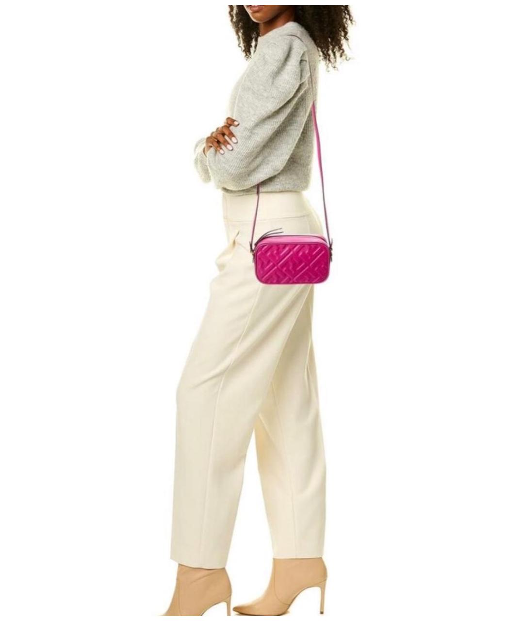 FENDI Фуксия кожаная сумка через плечо, фото 5