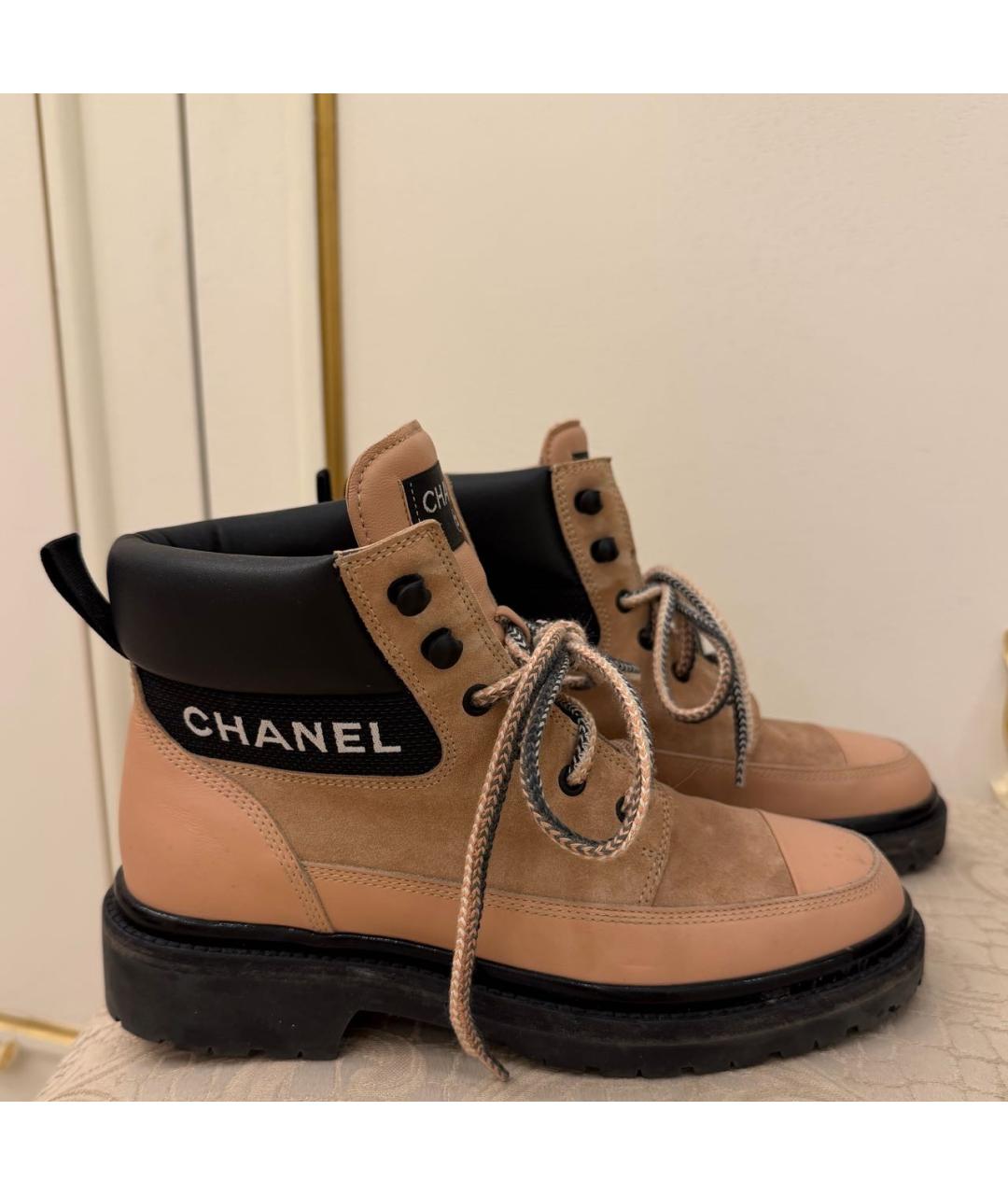CHANEL Бежевые кожаные ботинки, фото 6