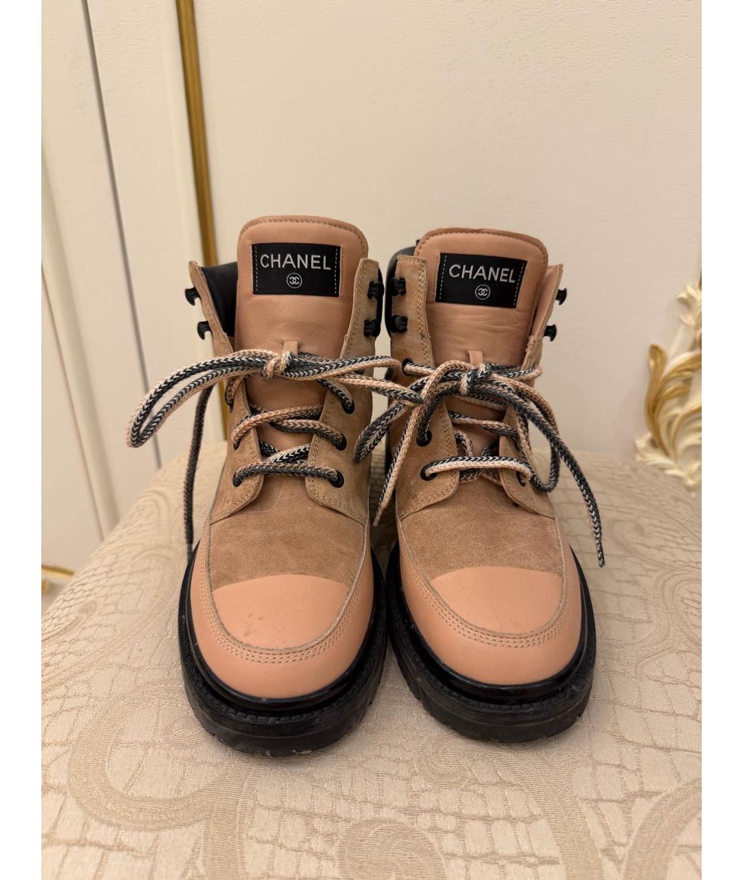 CHANEL Бежевые кожаные ботинки, фото 3