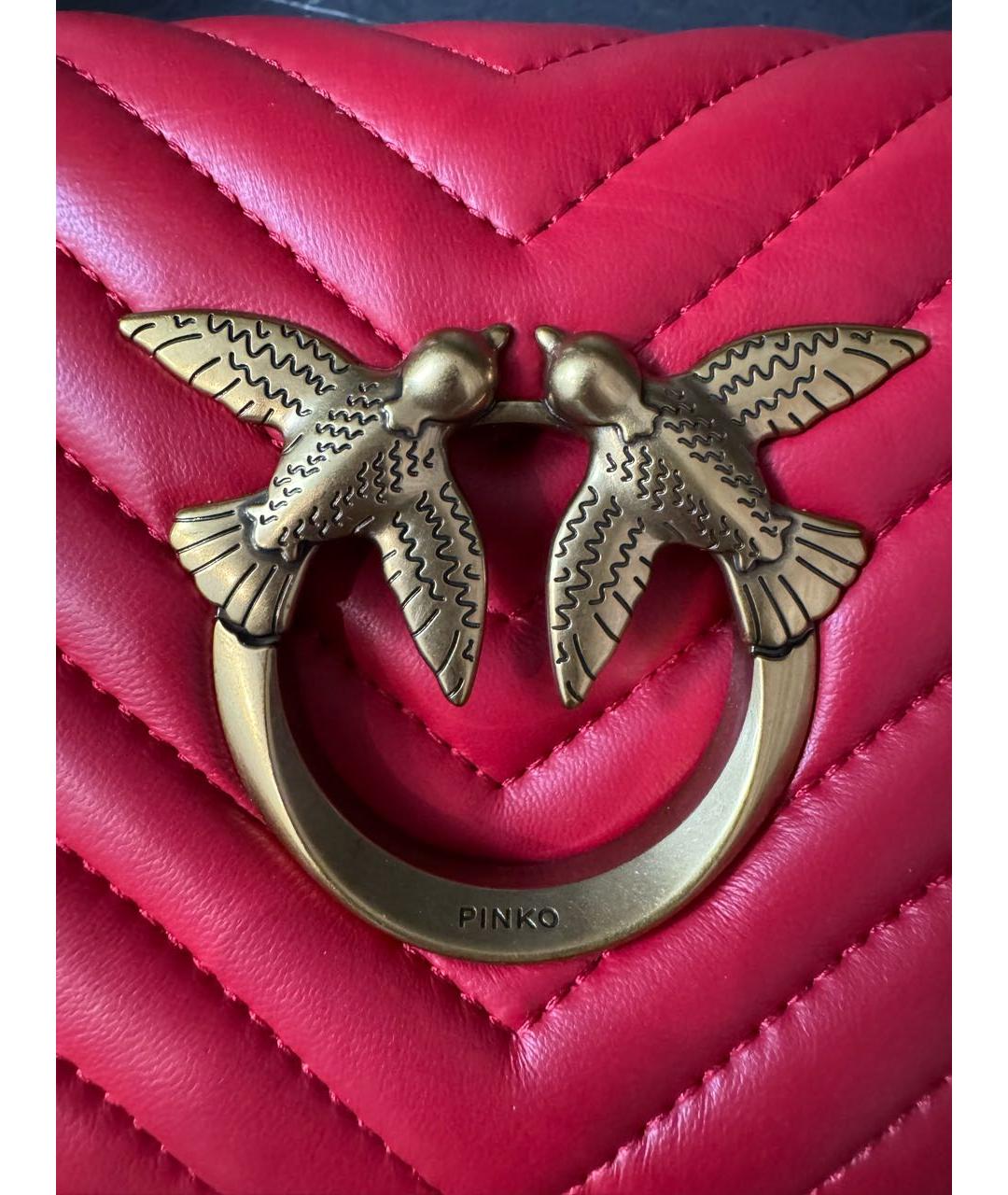 PINKO Красная кожаная сумка через плечо, фото 7