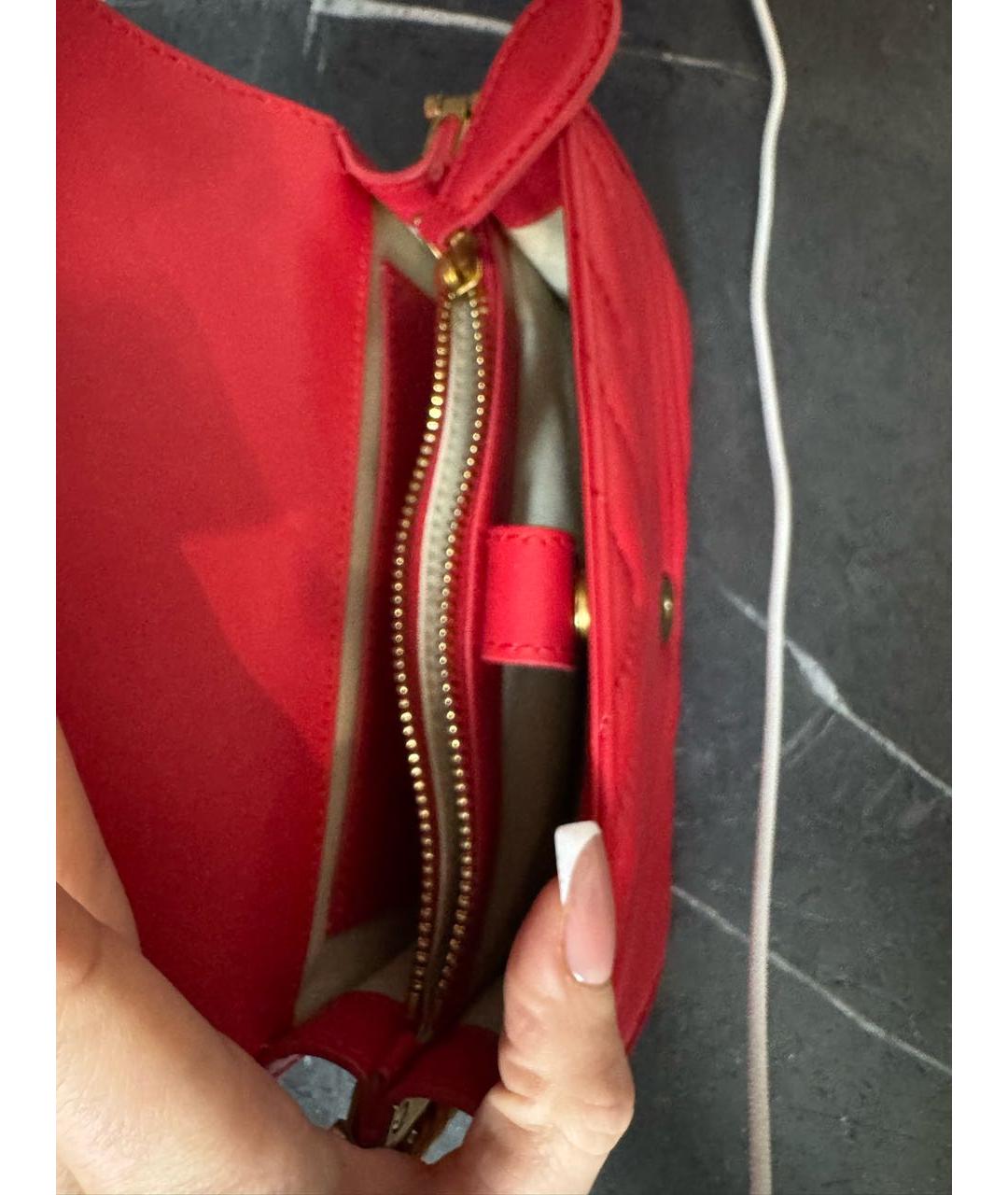 PINKO Красная кожаная сумка через плечо, фото 4