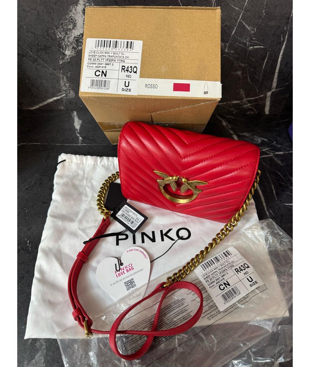 PINKO Красная кожаная сумка через плечо, фото 6