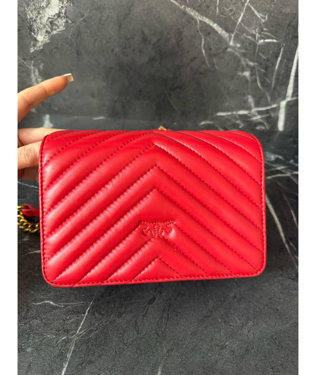 PINKO Красная кожаная сумка через плечо, фото 3