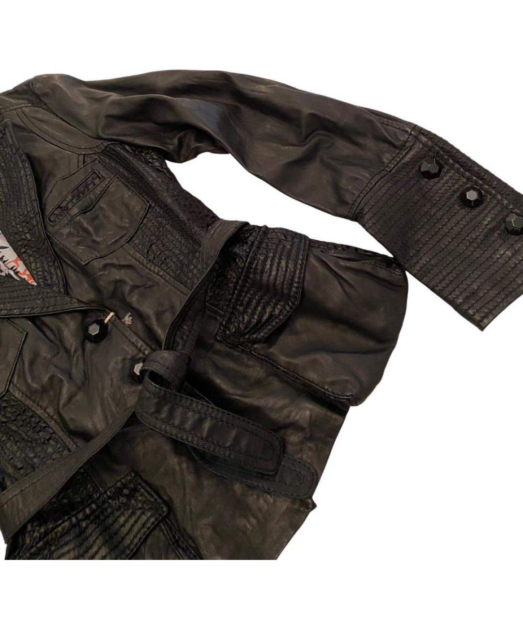 ROBERTO CAVALLI Черная кожаная куртка, фото 2