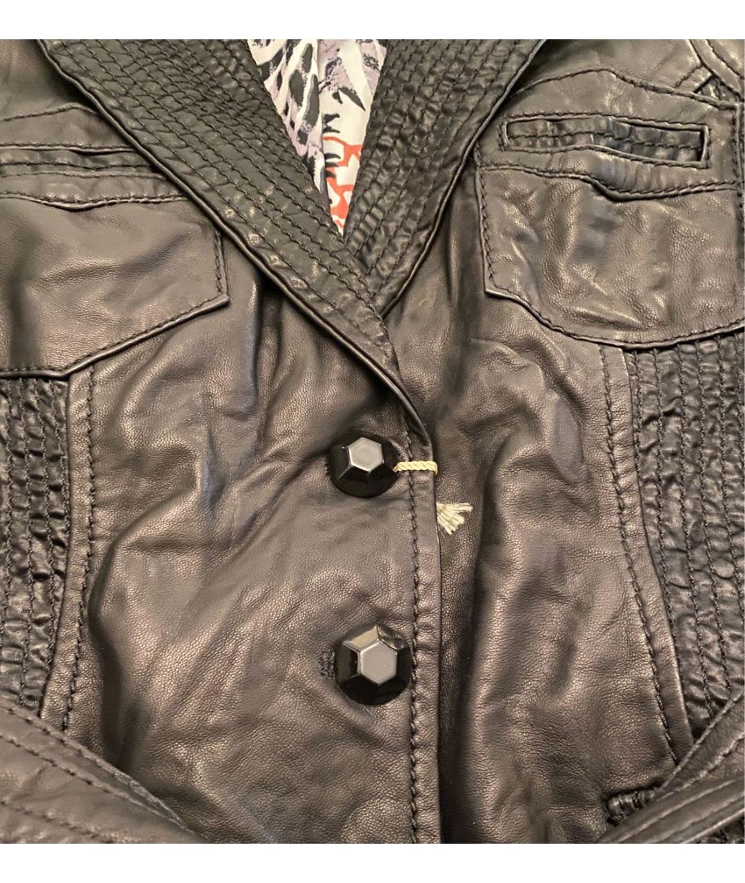 ROBERTO CAVALLI Черная кожаная куртка, фото 5