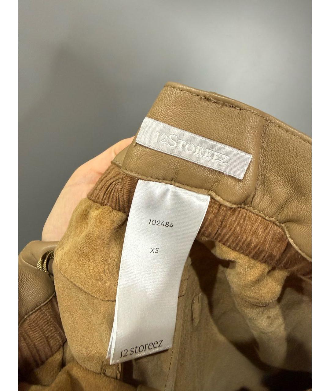 12 STOREEZ Коричневая кожаная юбка миди, фото 7
