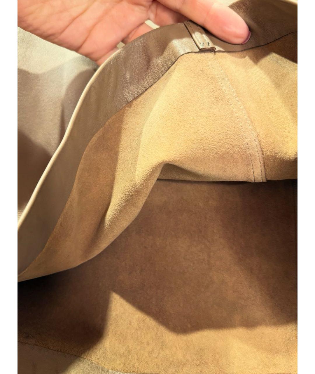 12 STOREEZ Коричневая кожаная юбка миди, фото 5