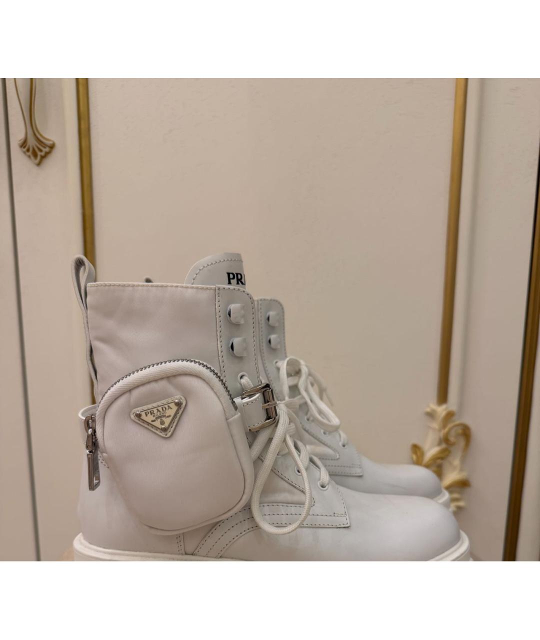 PRADA Белые кожаные ботинки, фото 2