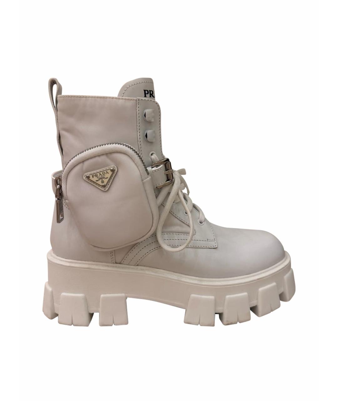 PRADA Белые кожаные ботинки, фото 1