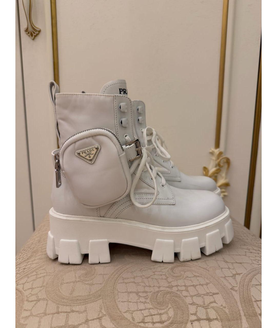 PRADA Белые кожаные ботинки, фото 4