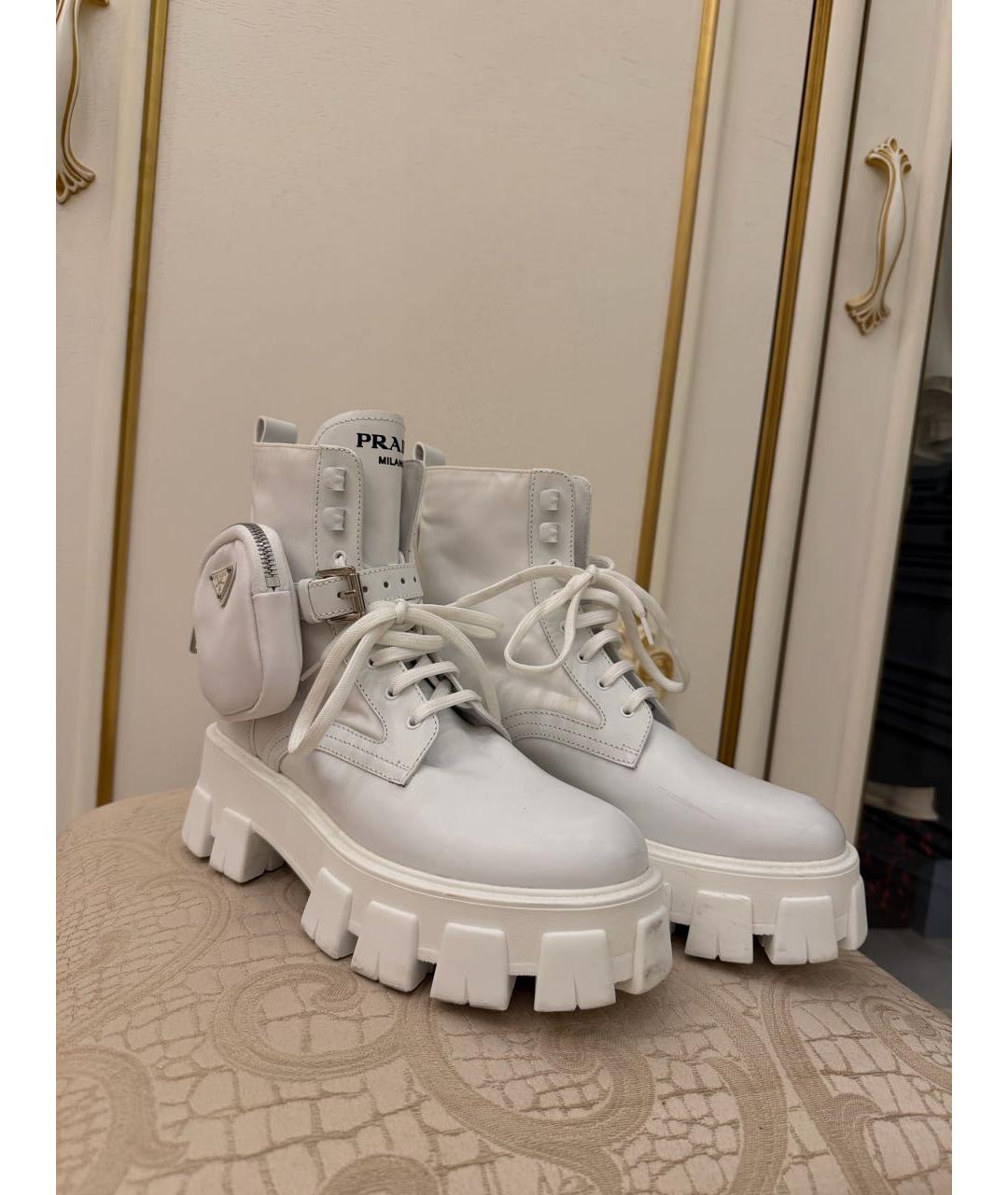 PRADA Белые кожаные ботинки, фото 3