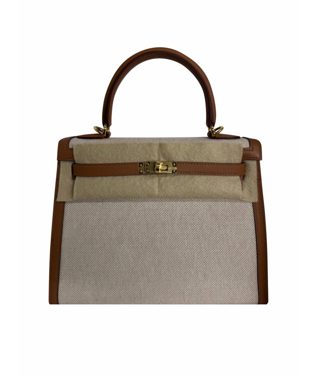 HERMES Коричневая кожаная сумка с короткими ручками, фото 1