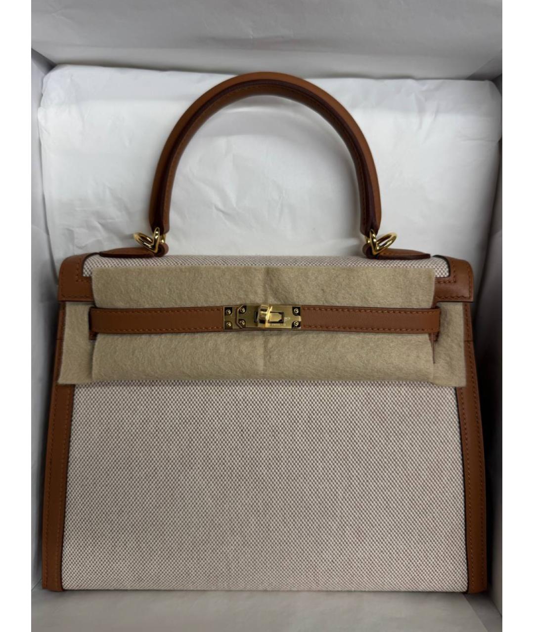 HERMES Коричневая кожаная сумка с короткими ручками, фото 2