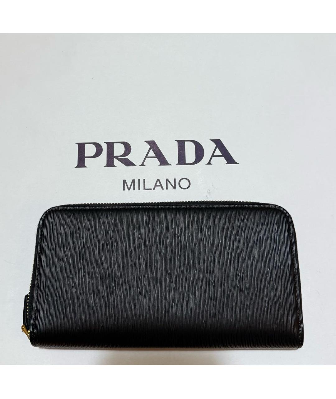 PRADA Черный кожаный кошелек, фото 3