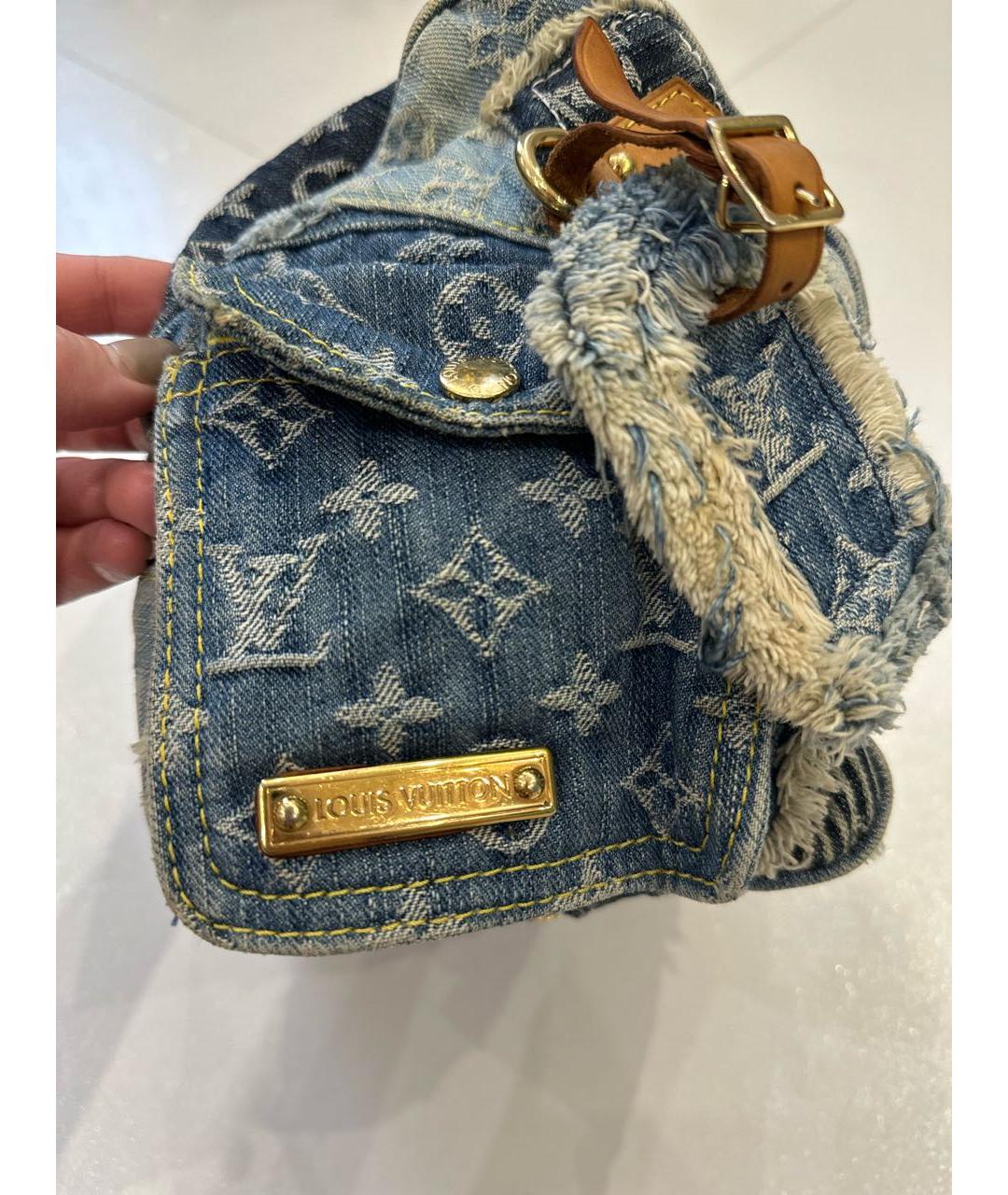 LOUIS VUITTON Голубая деним сумка с короткими ручками, фото 5