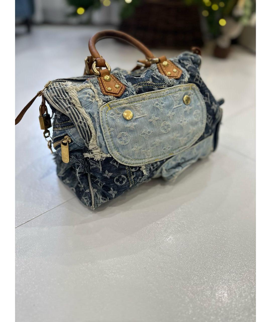 LOUIS VUITTON Голубая деним сумка с короткими ручками, фото 8